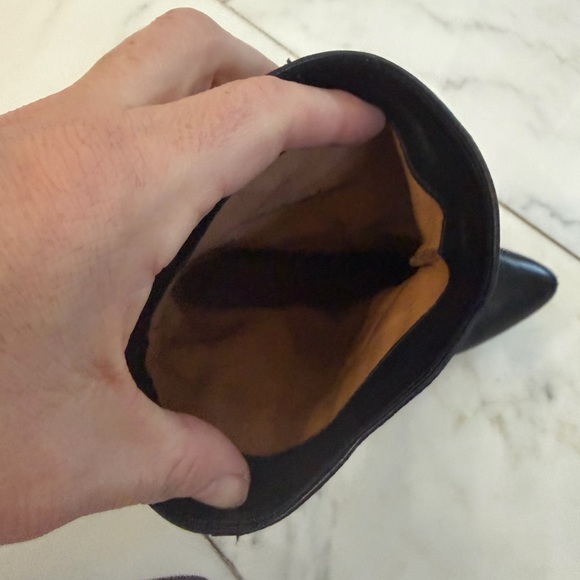 Joie womens 6-6.5 euro 36.5 black soft leather cone heel almond toe midcalf boot - Picture 8 of 9